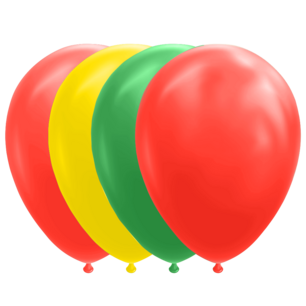 Rood-Geel-Groen ballonnen, 10 stuks, 30cm Rood-Geel-Groen ballonnen, 10 stuks, 30cm
