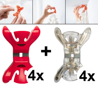 Combi-deal: Slingerklemmen Transparant + Rood, set Combi-deal: Slingerklemmen Transparant + Rood, set