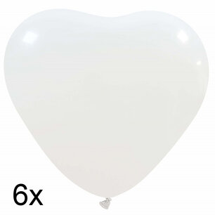 Wit Hart Ballonnen, 6 stuks (25cm) Wit Hart Ballonnen, 6 stuks (25cm)