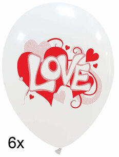 LOVE (helium) ballonnen wit-rood, 6 st., 30 cm LOVE (helium) ballonnen wit-rood, 6 st., 30 cm