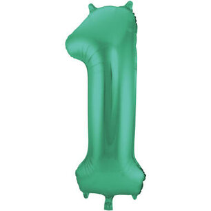 Folie Ballon Cijfer 1 Mat Groen, 86 cm Folie Ballon Cijfer 1 Mat Groen, 86 cm