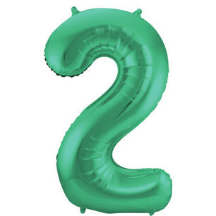 Folie Ballon Cijfer 2 Mat Groen, 86 cm Folie Ballon Cijfer 2 Mat Groen, 86 cm