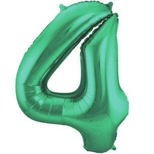 Folie Ballon Cijfer 4 Mat Groen, 86 cm Folie Ballon Cijfer 4 Mat Groen, 86 cm
