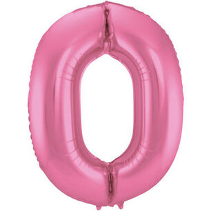 Folie Ballon Cijfer 0 Mat Roze, 86 cm Folie Ballon Cijfer 0 Mat Roze, 86 cm