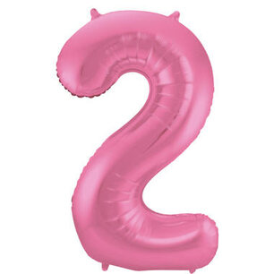 Folie Ballon Cijfer 2 Mat Roze, 86 cm Folie Ballon Cijfer 2 Mat Roze, 86 cm
