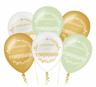 Gefeliciteerd met je Communie ballonnen mix, 6 stuks Gefeliciteerd met je Communie ballonnen mix, 6 stuks