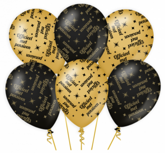 Officieel met Pensioen Ballonnen Classy, 6 stuks Officieel met Pensioen Ballonnen Classy, 6 stuks