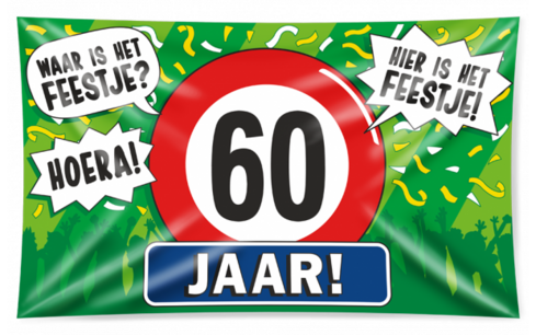 60 jaar XXL gevelvlag, 150 x 90 cm 60 jaar XXL gevelvlag, 150 x 90 cm