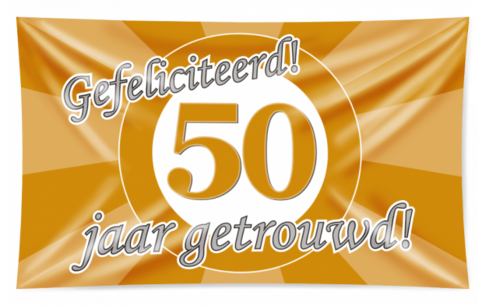 50 jaar Getrouwd XXL gevelvlag goud, 150 x 90 cm 50 jaar Getrouwd XXL gevelvlag goud, 150 x 90 cm