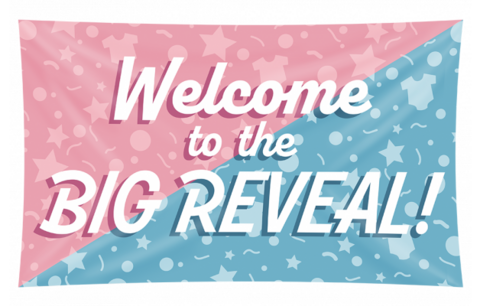 Gender Reveal XXL gevelvlag, 150 x 90 cm Gender Reveal XXL gevelvlag, 150 x 90 cm