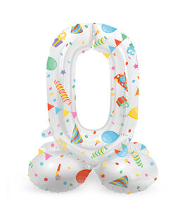 0 Foliecijfer staand, Party, 41 cm / 16 inch 0 Foliecijfer staand, Party, 41 cm / 16 inch