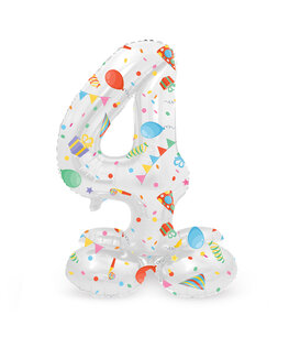 4 Foliecijfer staand, Party, 41 cm / 16 inch 4 Foliecijfer staand, Party, 41 cm / 16 inch