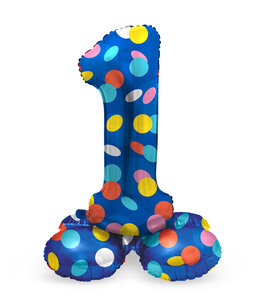 1 Foliecijfer staand, Confetti dots, 41 cm / 16 inch 1 Foliecijfer staand, Confetti dots, 41 cm / 16 inch