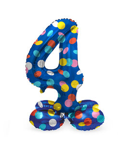 4 Foliecijfer staand, Confetti dots, 41 cm / 16 inch 4 Foliecijfer staand, Confetti dots, 41 cm / 16 inch