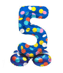 5 Foliecijfer staand, Confetti dots, 41 cm / 16 inch 5 Foliecijfer staand, Confetti dots, 41 cm / 16 inch