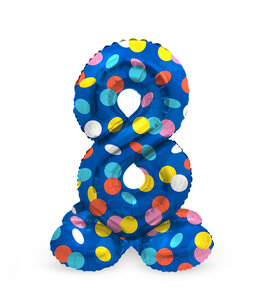 8 Foliecijfer staand, Confetti dots, 41 cm / 16 inch 8 Foliecijfer staand, Confetti dots, 41 cm / 16 inch