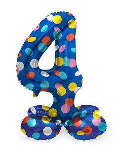 4 Foliecijfer staand, Confetti dots, 72 cm / 28 inch 4 Foliecijfer staand, Confetti dots, 72 cm / 28 inch