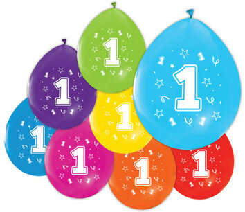 1 jaar, ballonnen, 8 stuks 1 jaar, ballonnen, 8 stuks