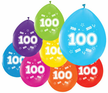 100 jaar, Ballonnen, 8 stuks, multicolor 100 jaar, Ballonnen, 8 stuks, multicolor
