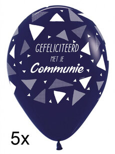 Gefeliciteerd met je Communie ballonnen Navy blue, 5 stuks Gefeliciteerd met je Communie ballonnen Navy blue, 5 stuks
