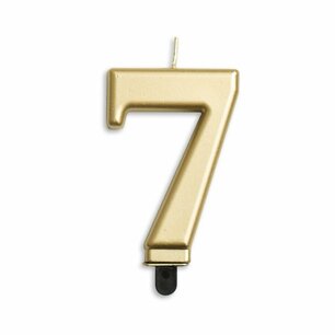 Kaars cijfer 7, metallic goud, voor op taart Kaars cijfer 7, metallic goud, voor op taart