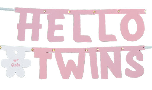 Hello Twins slinger roze, incl zuignapjes Hello Twins slinger roze, incl zuignapjes