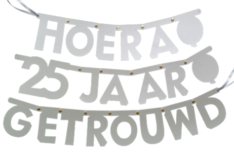 Hoera 25 jaar getrouwd letterslinger Hoera 25 jaar getrouwd letterslinger