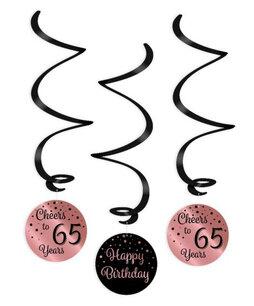 65 jaar swirl deco Rose/black, 3 stuks 65 jaar swirl deco Rose/black, 3 stuks