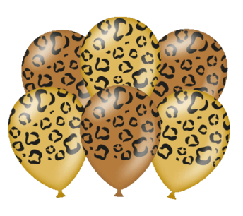 Luipaard print ballonnen, bruin/goud metallic, 6 stuks, 30cm Luipaard print ballonnen, bruin/goud metallic, 6 stuks, 30cm