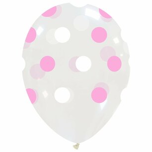 Transparant met wit+roze Polka dots Ballon, 30cm Transparant met wit+roze Polka dots Ballon, 30cm