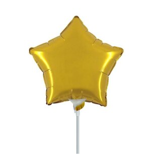 Goud Stervorm mini Folieballon, 9 inch (23 cm), zonder zelfsluitend ventiel Goud Stervorm mini Folieballon, 9 inch (23 cm), zonder zelfsluitend ventiel