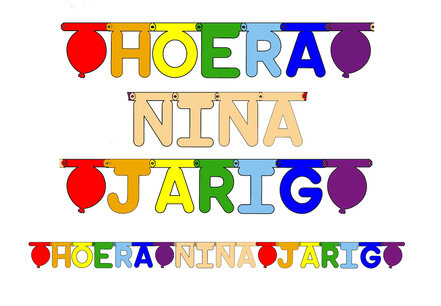 Verjaardagsslinger Rainbow HOERA .. JARIG Verjaardagsslinger Rainbow HOERA .. JARIG