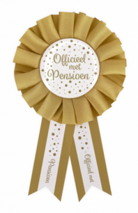 Officieel met Pensioen Rozet, goud/wit Officieel met Pensioen Rozet, goud/wit