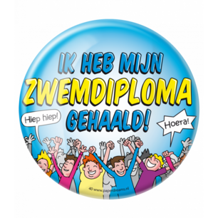 Zwemdiploma gehaald Button XL, 10cm Zwemdiploma gehaald Button XL, 10cm