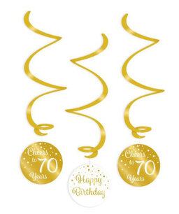 70 jaar swirl deco Gold/white, 3 stuks 70 jaar swirl deco Gold/white, 3 stuks
