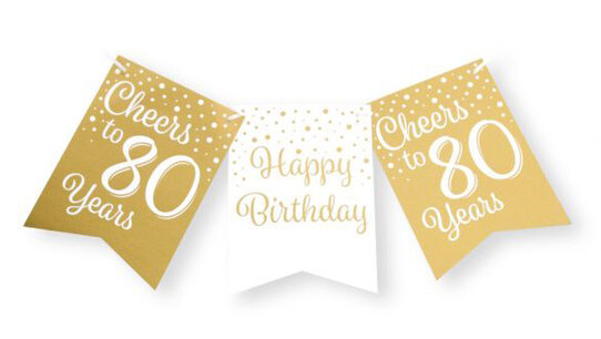80 jaar Vlaggenlijn gold/white, 6 m. 80 jaar Vlaggenlijn gold/white, 6 m.