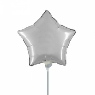 Zilver Stervorm mini Folieballon, 9 inch (23 cm), zonder zelfsluitend ventiel Zilver Stervorm mini Folieballon, 9 inch (23 cm), zonder zelfsluitend ventiel
