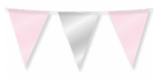 Roze-Zilver metallic Vlaggenlijn, 10 meter Roze-Zilver metallic Vlaggenlijn, 10 meter
