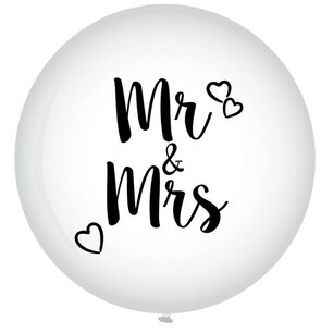 Mr & Mrs XL ballon, wit, 90cm Mr & Mrs XL ballon, wit, 90cm