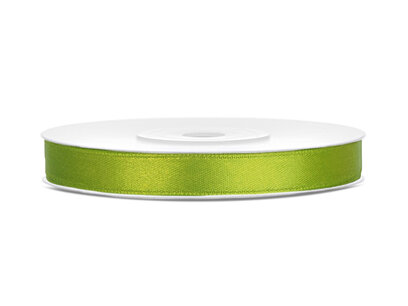 Groen: appelgroen Satijn lint, 6mm, rol 25 m Groen: appelgroen Satijn lint, 6mm, rol 25 m