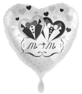 Mr & Mr Folieballon Hart zwart/wit, 43 cm Mr & Mr Folieballon Hart zwart/wit, 43 cm