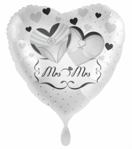 Mrs & Mrs Folieballon Hart zwart/wit, 43 cm Mrs & Mrs Folieballon Hart zwart/wit, 43 cm