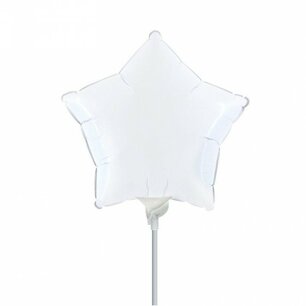 Wit Stervorm mini Folieballon, 9 inch (23 cm), zonder zelfsluitend ventiel Wit Stervorm mini Folieballon, 9 inch (23 cm), zonder zelfsluitend ventiel