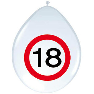 18 jaar, Verkeersbord Ballonnen, 8 stuks 18 jaar, Verkeersbord Ballonnen, 8 stuks