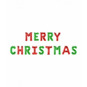 MERRY CHRISTMAS Folieletters set, groen-rood MERRY CHRISTMAS Folieletters set, groen-rood