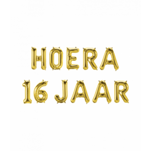 HOERA 16 JAAR Folieletters set, goud HOERA 16 JAAR Folieletters set, goud