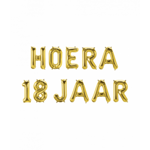 HOERA 18 JAAR Folieletters set, goud HOERA 18 JAAR Folieletters set, goud
