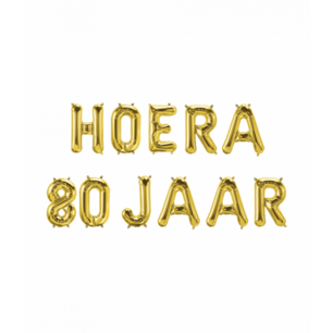 HOERA 80 JAAR Folieletters set, goud HOERA 80 JAAR Folieletters set, goud