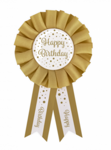 Happy Birthday Rozet Gold/White Happy Birthday Rozet Gold/White