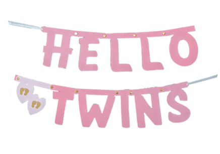 Hello Twins slinger roze, incl zuignapjes Hello Twins slinger roze, incl zuignapjes